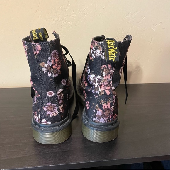 Doc Martens Floral Boots with Black Satin Laces - Picture 3 of 5